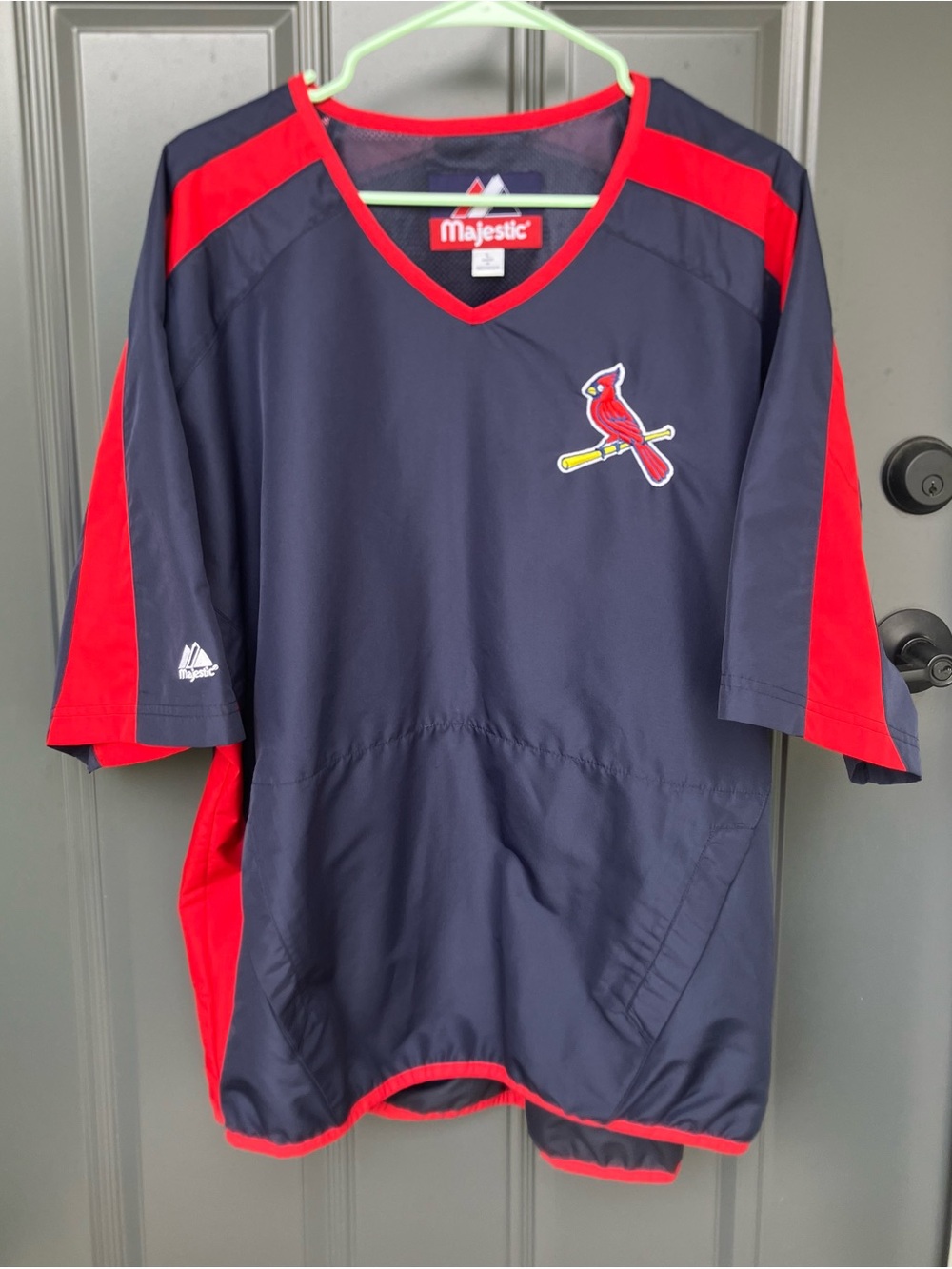 Cardinals Logo Majestic Baseball Pullover Windbreaker Jersey Size L Dugout BP